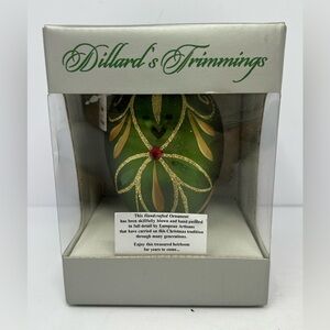 Dillards Trimmings Hand Blown Christmas Ornament New in Box W9